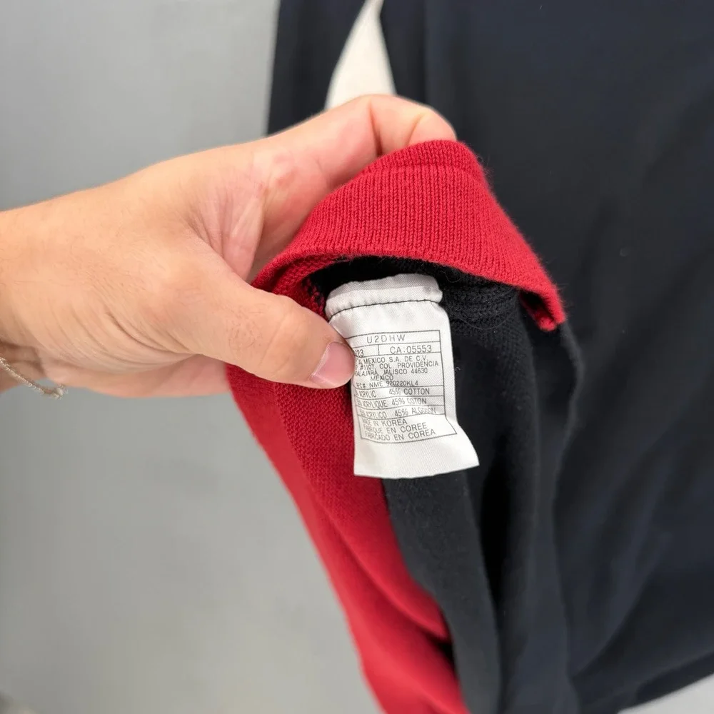 Y2K Jordan Brand Knit Sweater Black Red Colorblock Short Sleeve XL
